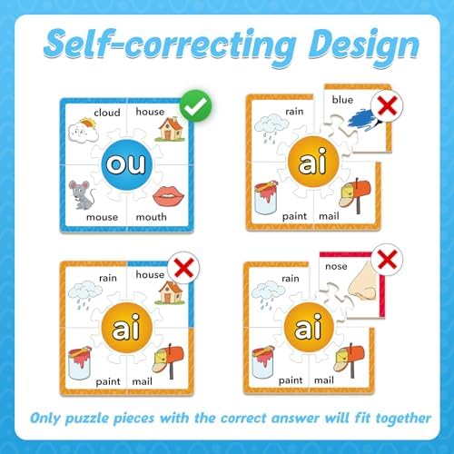 Torlam Phonics Puzzle, Rhyming Games Phonics Games Flash Cards for Kids Toddler, Learn to Read Spelling Reading Sight Words, Long Vowel Silent E Site Words for Preschool Kindergarten Homeschool - Image 5