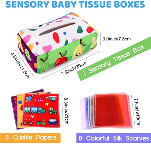 YOGINGO Baby Toys 6 to 12 Months - Tissue Box Toy Montessori for Babies 6-12 Months, Soft Stuffed High Contrast Crinkle Infant Sensory Toys, Boys&Girls Kids Early Learning Gifts - Image 7