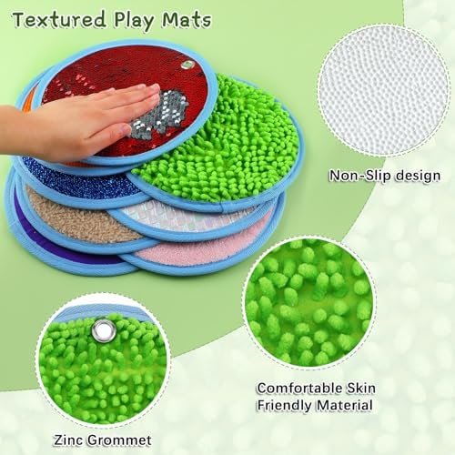 Boao 8 Set Mini Sensory Mats for Autism Kids Sensory Floor Tiles, Round - Image 4
