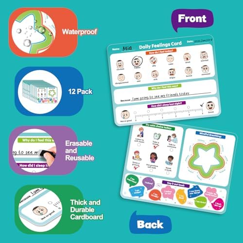 Aizweb Big Feelings Deck-12 Pack 9x12" Dry Erase Emotions Flash Cards with Coping Skills,Feelings Chart for Kids,Autism & ABA Tools,Calm Down Corner Supplies for Preschool Kindergarten Classroom - Image 5