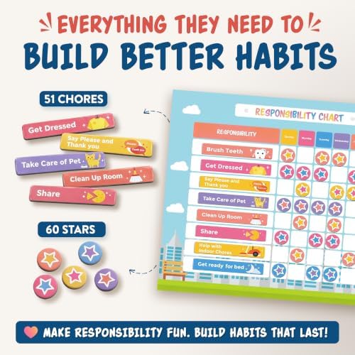 Chore Chart for Kids Magnetic Responsibility Chart Reward Chart 3D Stars - Image 2
