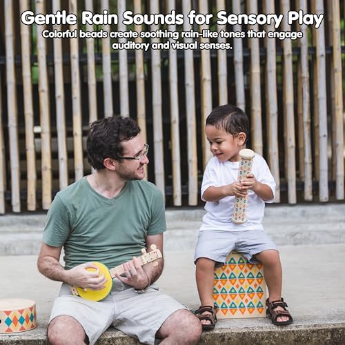 PlanToys® Wooden Rain Maker Musical Toy for Toddlers Baby 12+ Months Kids - Image 5