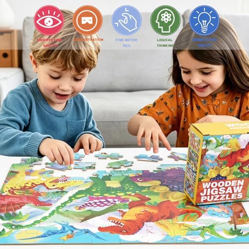 Puzzles for Kids 4-8 Years Old - Dinosaur World 100 Pieces Puzzles for Toddlers Learning Educational Puzzle Toys for Boys and Girls. - Image 5
