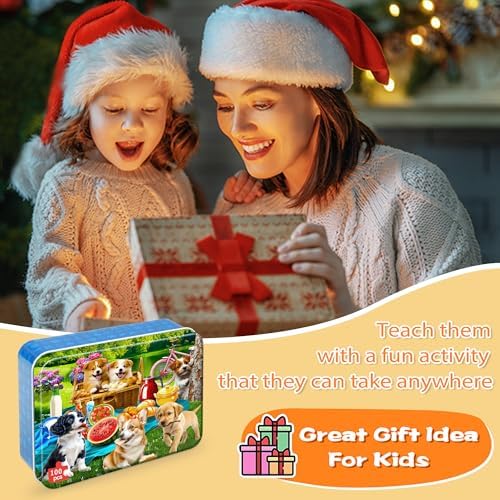 LELEMON Puzzles for Kids Ages 4-6,Dogs 100 Piece Puzzles for Kids Ages 4-8 in a Metal Box,Educational Jigsaw Puzzles 100 Piece Puzzle Games Puzzle Toys for Girls and Boys - Image 7