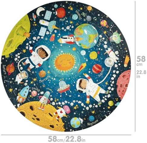 boppi Space Round Jigsaw Puzzle with 100% Recycled Card Solar System Astronauts 150 Pieces for Children 5 6 7 8 Years 58cm Diameter - Image 2
