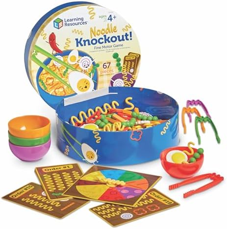 Learning Resources Noodle Knockout Fine Motor Game - Games for Kids Ages 4-8, Toddler Board Game, Educational Matching Kids Games, Preschool and Kindergarten Classroom Game, Gifts for Toddlers by LearningResources