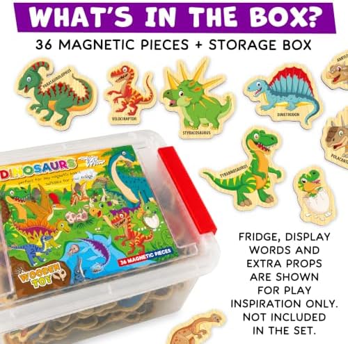 ALASAR 36 Wooden Dinosaur Magnets for Kids, Fridge Learning Set - Image 7