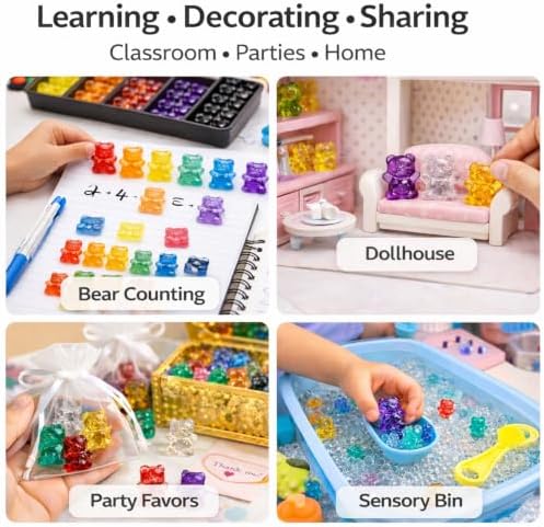 110 PCS Translucent Counting Bears with Storage Jar, Color Sorting Math Manipulatives for Toddlers 3+, Preschool & Kindergarten Learning Toys, Bear Counters - Image 3