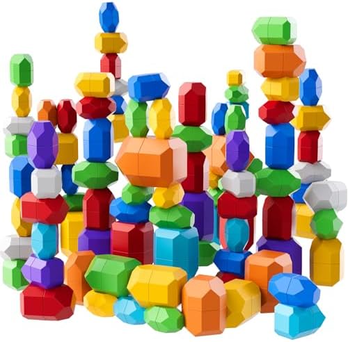 Lucky Doug 50PCS Large Rocks Stacking Toys for Toddlers 3-6, Safe Montessori Stacking Building Blocks Stones Toy for Preschool 3 4 5 6 Year Old Boys Girls, Sensory Birthday Gifts for Kids 3-6 - Image 3