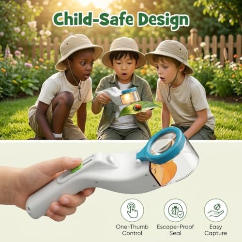 Baideluo Kids Bug Catcher with LED Light & 6X Magnifying Glass (White) - Image 4