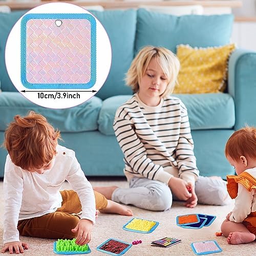 Boao 8 Set Mini Sensory Mats for Autism Kids Sensory Floor Tiles, Square - Image 2