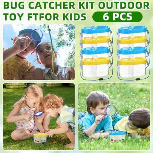 6 Pack Bug Catcher Kit for Kids Bulk Insect Habitat Viewer with Magnifying Glass Vents Portable Bug Collection Cage with Lanyard Nature Outdoor Explorer Set for Boys Girls Birthday Gift(Yellow，Blue) - Image 5