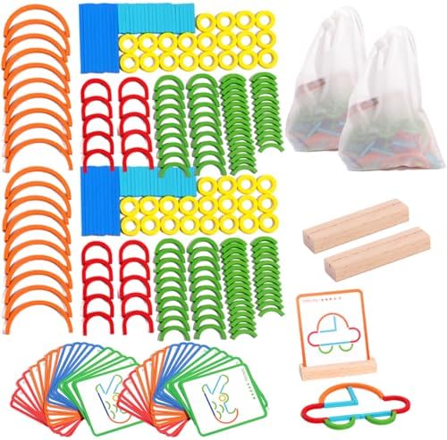 Smart Sticks, Wooden Sticks and Rings Puzzle Game, Boost Creativity, Imagination and Focus, Stay Away from Screens (2pcs) by LASULEN