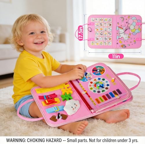 Montessori Busy Board for Toddlers – Sensory Busy Book with Buckles, Zippers, Letters, Animals, Toddler Activities – Fine Motor Skills Development Learning for Boys Girls Travel Activity - Image 5