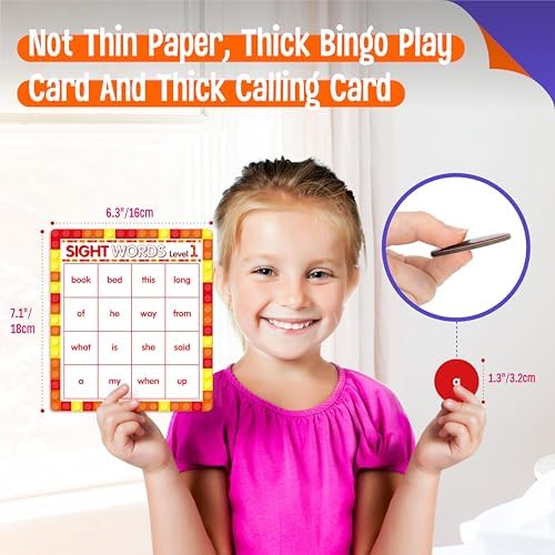 SpriteGru Sight Word Bingo Game, 160 Sight Words Learn to Read Level 1 & Level 2 Bingo Board Game Dolch's & Fry's Words Lists for Kindergarten and Preschool Kids 4-8, Perfect for Classroom & At Home - Image 3
