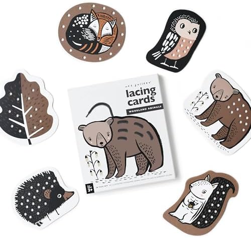 Wee Gallery Woodland Lacing Cards, Sewing Cards for Kids Ages 3-5 by WeeGallery