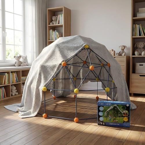 Fort Building Kit, 158 Pieces Construction STEM Toy Set, Indoor Outdoor Building Blocks with 55 Rods and 48 Balls, Kids DIY Play Fort Ages 3-12 - Image 3