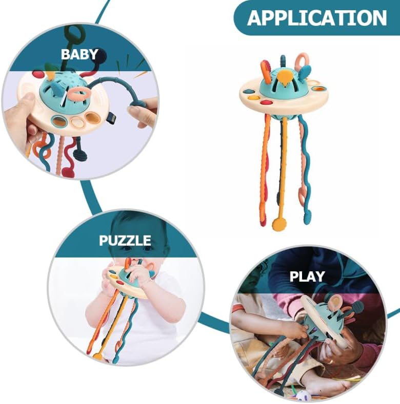 Toddmomy Pull String Interactive Sensory Toy for Toddlers Early Development Silicone Baby Learning Toy 8.26X4.72X4.72In Hand Eye Coordination Motor Skills - Image 5