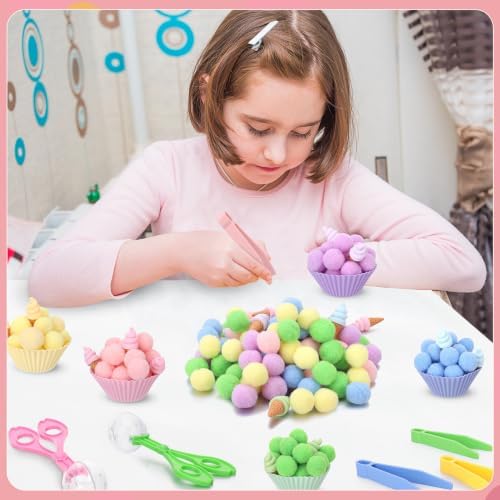 136 Pcs Ice Cream Sensory Bin Filler Counting Sorting Fine Motor Toys - Image 3