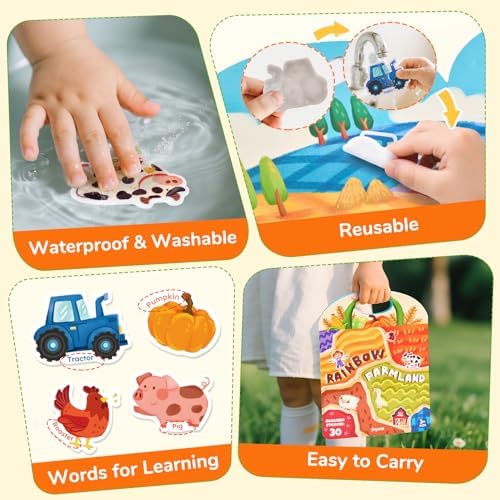 JoyCat Reusable Sticker Book Set, 3-Pack, 90 Stickers, Farm Pizza Weather - Image 3
