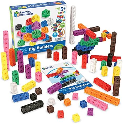 Learning Resources MathLink Cubes Big Builders - Math Manipulatives Kindergarten Games, Pattern Building Blocks, Counting Blocks, STEM Sets, Classroom Counters, Fine Motor Skills, Gifts For Kids by LearningResources