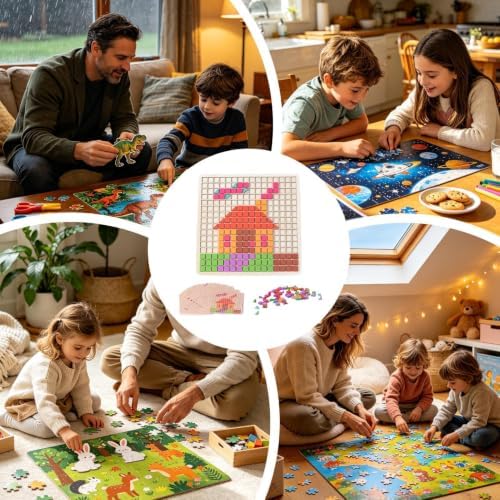 210-Piece Wooden Blocks Set with Teaching Cards Supplies - Image 4