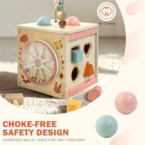 Wooden Activity Cube for 1 Year Old | 7-in-1,Montessori Baby Toys,Educational Toy for Toddlers, First Birthday Gift for Toddlers - Image 5