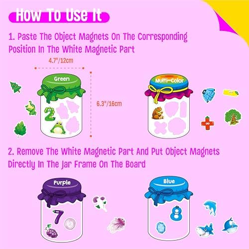 12 Pieces Magnetic Color Sorting Toys, 60 Color, Number & Math Symbol Magnets Early Educational Sorting Set for Refrigerator Whiteboard Baby Toddlers Kids - Image 2