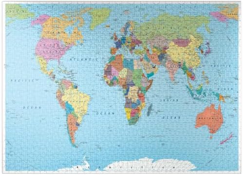 MyPuzzle Color World Map - Borders, Countries, Roads and Cities - Premium 1000 Piece Jigsaw Puzzle for Adults by MyPuzzlecom