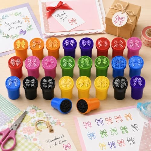 Cinrobiye 24 Pcs Bow Stampers Party Favors for Kids, Cute Pre-Inked Bow Stamps for Birthday Party, Goodie Bag Stuffers, Classroom Rewards, Carnival Prizes, Pinata Fillers, Kids Toys, Party Gifts - Image 6