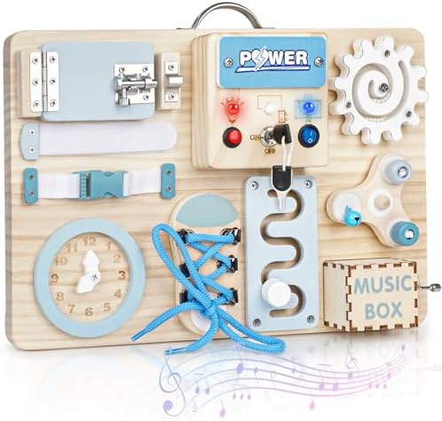Joyreal Wooden Montessori Busy Board with Music Box for Toddlers by Joyreal