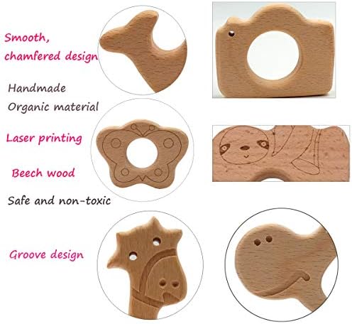 10pcs Natural Wooden Elephant Montessori Toy Pendant Pure Natural Beech Wood Animal Shape for Handmade Arts and Crafts (Elephant 10pcs) - Image 6