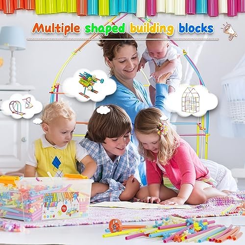 Ggiibro Straw Constructor STEM Building Toys Macaron 600Pcs Interlocking Gear Toy Sets for Kindergarten Classroom, Engineering Thin Tube Blocks for 3 4 5 6 7 Years Kids Toy for Boys and Girls Gift - Image 5