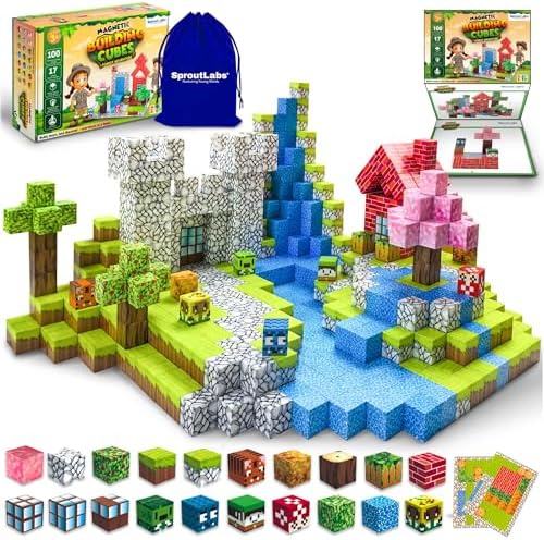 Magnetic Blocks, Magnetic Building Blocks for Kids, Building Blocks for Girls and Boys, Building Toys, Toddler Toys, Building Game Sensory Kids Ages 4 5 6 7 8 9, 100 Pcs by Sproutlabs