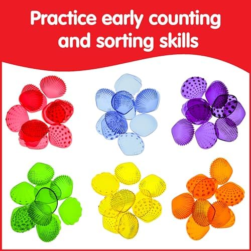 edxeducation Tactile Shells, Set of 72, Translucent, 6 Textures and Colors - Image 5
