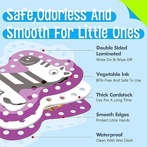 SpriteGru 26PCS Kids Lacing Cards, 26 Double Sided Uppercase Sewing Cards with 26 Colorful Laces, Imagination Development Lacing Toys Games for Children Educational and Learning Activity - Image 3