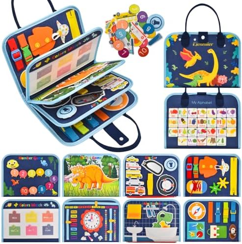 Busy Book for Toddlers 1-3, Montessori Toys Busy Board for 1 2 3 4 Year Old Boy Girl Birthday Gift Educational Learning Quiet Activity Book Airplane Car Travel Toys for Tollders Kids 1-3 by Ejanmilar