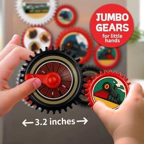 7PCS Magnetic Gear Toy Set, Train-Themed Gear Toys for Toddlers 1-3, Educational STEM Gears Toys for Kids, Cute Fridge Magnets for Toddlers, Montessori Learning Toy Gift for Boys Girls - Image 3