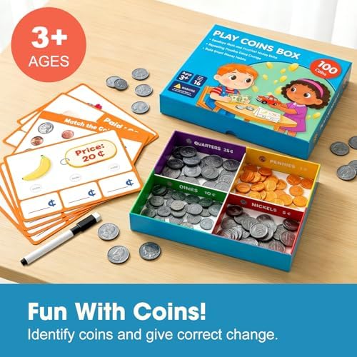 Making Change Money Game for Kids, Play Bills & Coins for Develop Math & Practical Money Skills, Counting, Math Manipulatives Homeschool & Kindergarten Supplies-Ages 3+ - Image 2