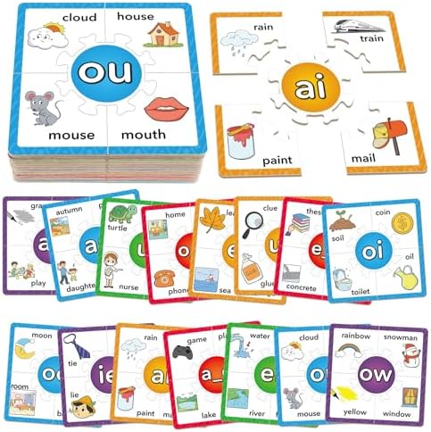 Torlam Phonics Puzzle, Rhyming Games Phonics Games Flash Cards for Kids Toddler, Learn to Read Spelling Reading Sight Words, Long Vowel Silent E Site Words for Preschool Kindergarten Homeschool by Torlam