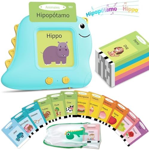 Alotwan Spanish Talking Flash Cards, Bilingual Español & English (Blue) by AlotwanKidsToys