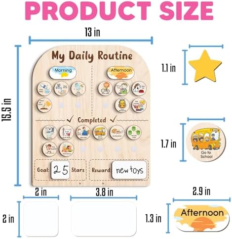 Wooden Daily Routine for Kids, 30 Tokens Star Reward Jar for Toddlers, Chore Chart for Kids with Star Jar, Behavior Reward Jar for Toddlers Boys Girls - Image 5