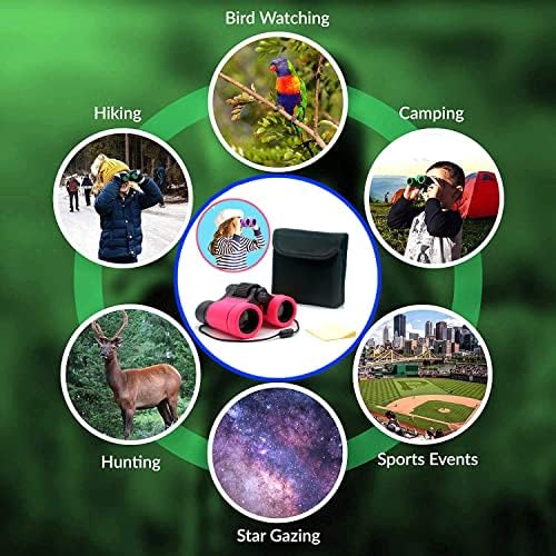 Kids Binoculars Best Gifts for 3-12 Years Boys Girls High-Resolution Optics Shockproof Mini Compact Binocuolar Toys Folding Small Telescope for Bird Watching Camping Outdoor Play - Image 6