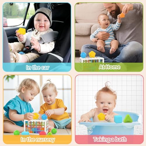 MINGKIDS Montessori Toys for 1 Year Old, Cube & 6 Sensory Shape Blocks&6 Colors Ball Pit Balls,Baby Sensory Fine Motor Skills Developmental Toys,Gifts for 12 18 Month Age 1 2 - Image 7