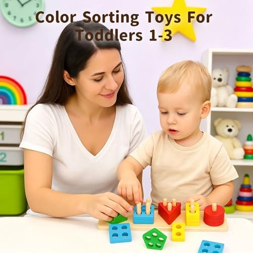 3 otters Wooden Stacking Sorting Toy, 20PCS - Image 5