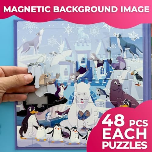 Magnetic Puzzles for Toddlers 3-5 - 2x48 Pieces Travel Games for Kids 2-4 - Image 3