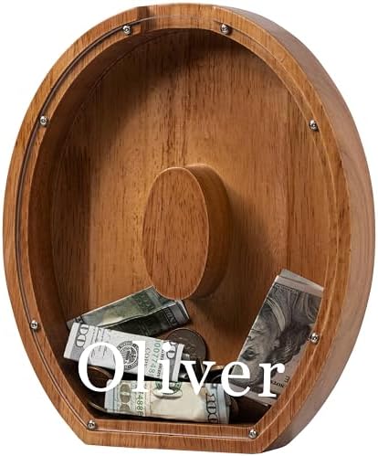 Personalized Large Wooden Kids Letter Piggy Bank - (Laser Engraved) Custom Piggy Bank for Boys Girls - Wooden Banks with Initials - Alphabet Money Box Bank Birthday Letter O Bank by Ladenk