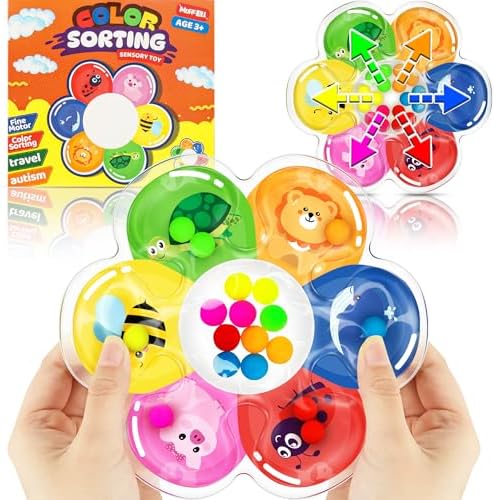 MORECOLL Color Sorting Sensory Toys for Toddlers & Kids, Preschool Fine Motor Skills for Autism, Fidget Color Matching Travel Toys, Calm Down Toy, Birthday Gifts for Boys & Girls by MORECOLL