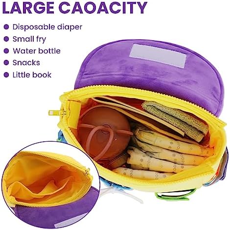 Busy Board - Toddler Backpack with Buckles and Learning Activity Toys - Develop Fine Motor Skills and Basic Life Skills - Learn to Tie Shoes - Children's Travel Toy (Yellow) - Image 4
