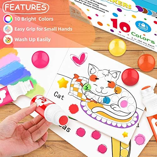 Soucolor Washable Dot Markers,10 Vibrant Colors 48 Pages Activity Book - Image 4
